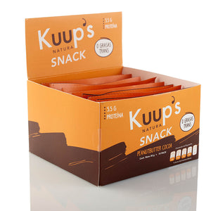 kuup's sabor peanutbutter cocoa snack energetico barra de cereal natural para deportistas y diabeticos sin gluten sin conservantes natural